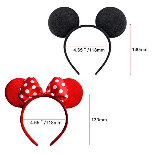 NEWTGAN 20 PCS Mouse Ears Headbands for Birthday Party Theme Park Costume Play Celebration for Boys and Girls (Red,Black) by NEWTGAN