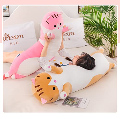 Tangbaobao Stuffed Plush Cat Toy Soft Animals Hugging Pillow Gift for Kids, Girl, Boy, Christmas, Sofa Chair (Pink, 50cm/19.68") by Tangbaobao
