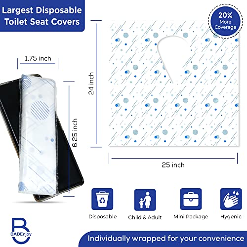 Toilet Seat Covers Disposable 20 Pack BABEnjoy - Extra Large - Disposable Toilet Seat Covers for Kids, Toddlers, Adults, Use for Potty Training, Public Bathroom, Airplane Toilet Seat Cover Spot Style from BABEnjoy