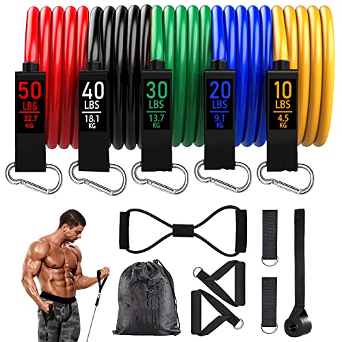 Resistance Band Set, Workout Bands for Men and Women, Exercise Bands with Door Anchor, Handles, Legs Ankle Straps for Muscle Training, Physical Therapy, Shape Body from AllvodesBands