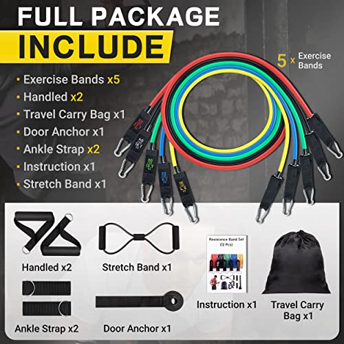Resistance Band Set, Workout Bands for Men and Women, Exercise Bands with Door Anchor, Handles, Legs Ankle Straps for Muscle Training, Physical Therapy, Shape Body from AllvodesBands