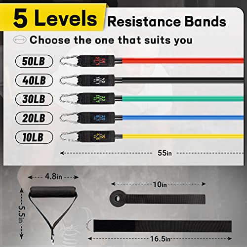 Resistance Band Set, Workout Bands for Men and Women, Exercise Bands with Door Anchor, Handles, Legs Ankle Straps for Muscle Training, Physical Therapy, Shape Body from AllvodesBands