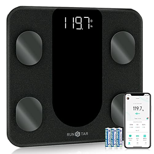 RunSTAR Smart Scale for Body Weight, Digital Bathroom Scale BMI Weighing Body Fat Scale, Body Composition Monitor Health Analyzer with Smartphone App, 400 lbs - Black from Runstar