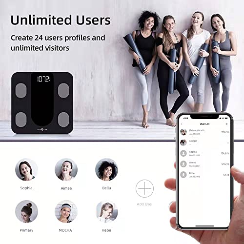 RunSTAR Smart Scale for Body Weight, Digital Bathroom Scale BMI Weighing Body Fat Scale, Body Composition Monitor Health Analyzer with Smartphone App, 400 lbs - Black from Runstar