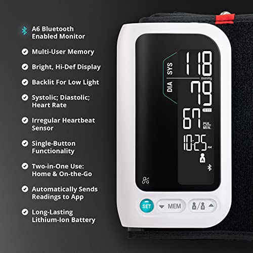 Greater Goods Blood Pressure Monitor - Premium, All-in-One | Smart, Bluetooth, Portable Heart Rate Monitor | Intuitively Designed, Comfortable Blood Pressure Cuff That is Easy to Use from Greater Goods