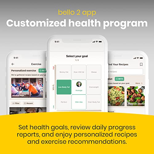 Bello 2 - Tailored Body Fat Management Device and Smart App - Handheld Whole-Body Fat Scanner and Metabolism Tracker - Bluetooth Body Fat Measurement Tool - Compatible with Apple Health & Google Fit by Olive Healthcare Inc.