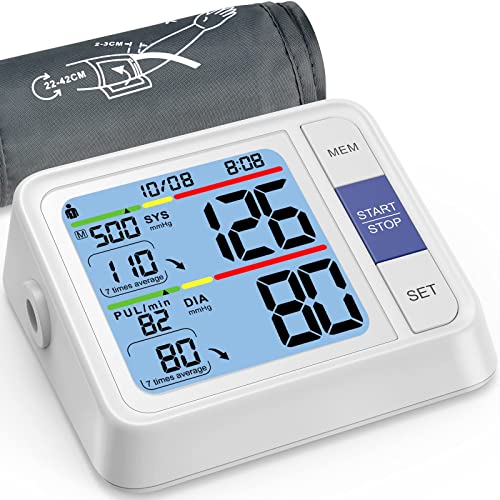 Blood Pressure Monitor Upper Arm Automatic Digital BP Machine 2X 500 Accurate Memory Reading Irregular Heartbeat & Hypertension Detector with Adjustable Cuff Large Arm Friendly from Afloia