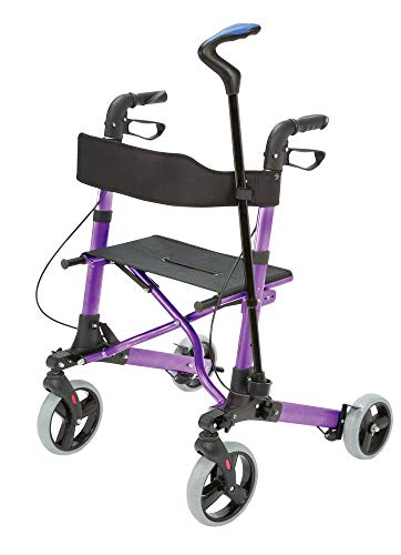HealthSmart Walker Rollator with Seat and Backrest, Adjustable Handle Height, Removable Storage Bag and a Durable Lightweight Frame That Easily Folds While Supporting up to 300 pounds, Purple by HealthSmart