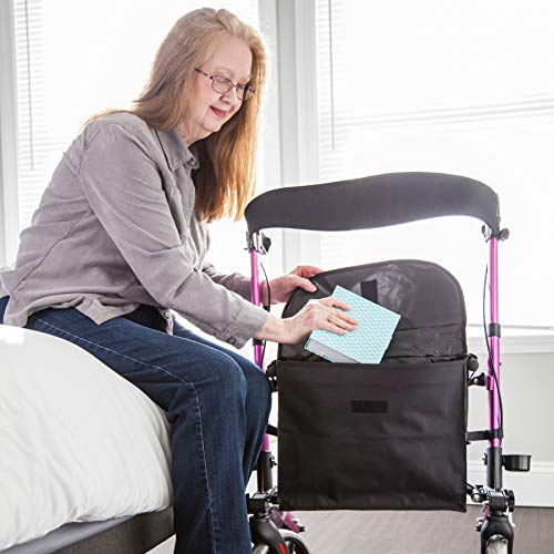 HealthSmart Walker Rollator with Seat and Backrest, Adjustable Handle Height, Removable Storage Bag and a Durable Lightweight Frame That Easily Folds While Supporting up to 300 pounds, Purple by HealthSmart