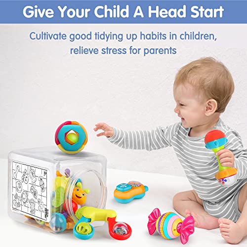 iPlay, iLearn 10pcs Baby Rattle Toys, Infant Shaker, Teether, Grab and Spin Rattles, Musical Toy Set, Early Educational, Newborn Baby Gifts for 0, 3, 6, 9, 12 Months, Girls, Boys by iPlay, iLearn