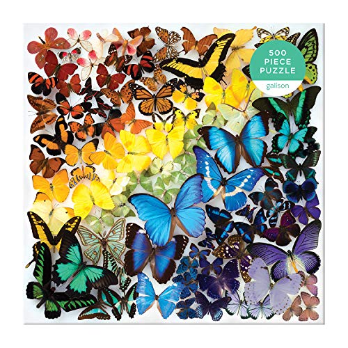 Galison Rainbow Butterflies Jigsaw Puzzle, 500 Pieces, 20âx20â â Features an Array of Butterflies in a Mesmerizing Rainbow of Color â Challenging, Perfect for Family Fun â Fun Indoor Activity from Galison