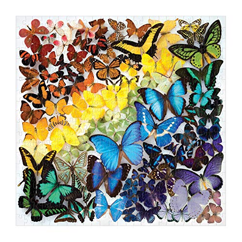 Galison Rainbow Butterflies Jigsaw Puzzle, 500 Pieces, 20âx20â â Features an Array of Butterflies in a Mesmerizing Rainbow of Color â Challenging, Perfect for Family Fun â Fun Indoor Activity from Galison