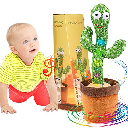 Emoin Dancing Cactus Repeats What You Say,Electronic Plush Toy with Lighting,Singing Cactus Recording and Repeat Your Words for Education Toys,Singing Cactus Toy, Cactus Plush Toy for Decor from Emoin