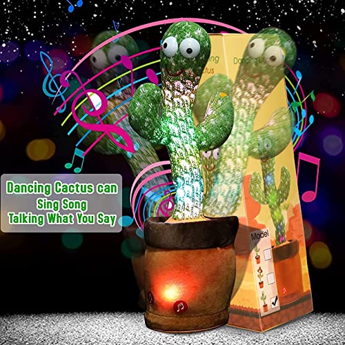 Emoin Dancing Cactus Repeats What You Say,Electronic Plush Toy with Lighting,Singing Cactus Recording and Repeat Your Words for Education Toys,Singing Cactus Toy, Cactus Plush Toy for Decor from Emoin