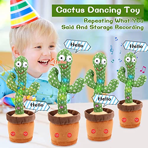 Emoin Dancing Cactus Repeats What You Say,Electronic Plush Toy with Lighting,Singing Cactus Recording and Repeat Your Words for Education Toys,Singing Cactus Toy, Cactus Plush Toy for Decor from Emoin