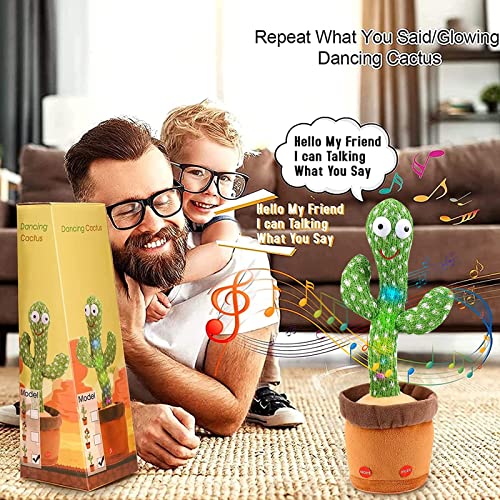 Emoin Dancing Cactus Repeats What You Say,Electronic Plush Toy with Lighting,Singing Cactus Recording and Repeat Your Words for Education Toys,Singing Cactus Toy, Cactus Plush Toy for Decor from Emoin