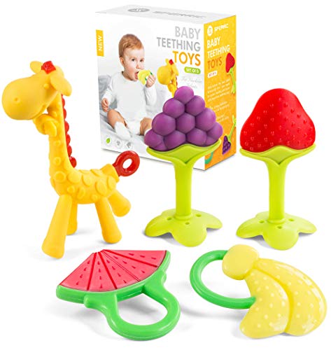 Baby Teething Toys for Newborn (5-Pack) Freezer Safe BPA Free Infant and Toddler Silicone Teethers Soothe Babies Gums, Perfect Baby Shower Gift by Sperric