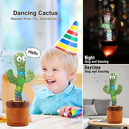 Emoin Dancing Cactus Repeats What You Say,Electronic Plush Toy with Lighting,Singing Cactus Recording and Repeat Your Words for Education Toys,Singing Cactus Toy, Cactus Plush Toy for Decor from Emoin