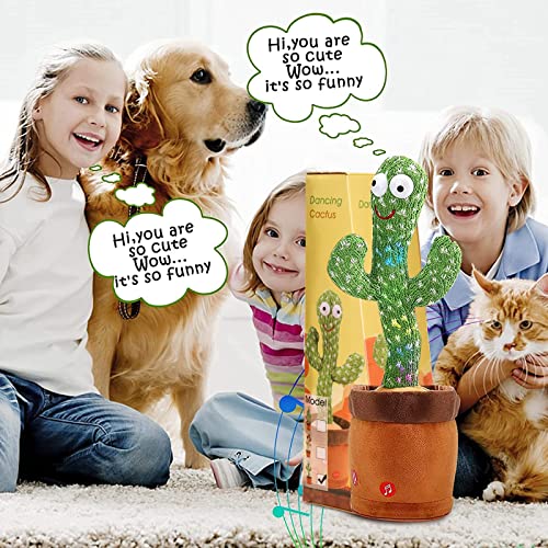 Emoin Dancing Cactus Repeats What You Say,Electronic Plush Toy with Lighting,Singing Cactus Recording and Repeat Your Words for Education Toys,Singing Cactus Toy, Cactus Plush Toy for Decor from Emoin