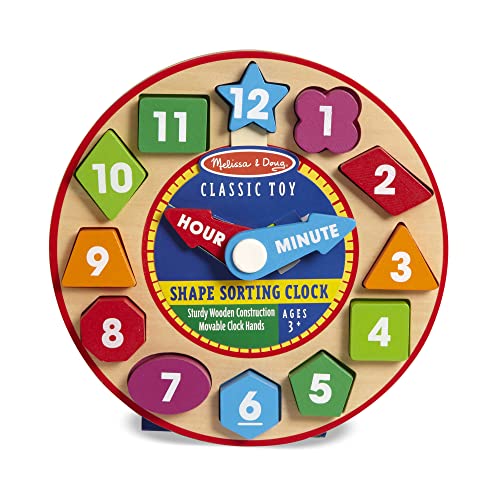 Melissa & Doug Shape Sorting Clock - Wooden Educational Toy - Learn To Tell Time Clock Toy For Kids 3+ by Melissa & Doug