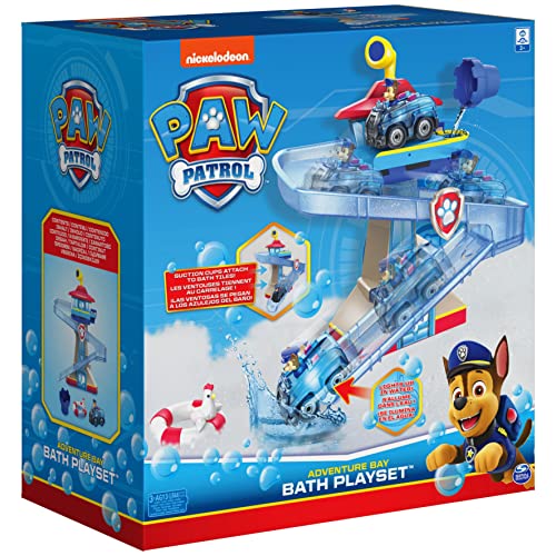 Paw Patrol, Adventure Bay Bath Playset with Light-up Chase Vehicle, Bath Toy for Kids Aged 3 and up from Spin Master