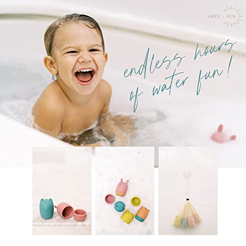 Grey+Sun | Mold Free Silicone Bath Toys, Toddler Water Toy, Bathtub Toys 1-3, Infant Bath Toy, Baby Bath Toys, Non-Toxic Silicone Toys, Float Water Toy from GREY + SUN