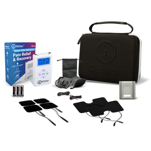 iReliev TENS Unit Muscle Stimulator Combination with Premium Carry Case - TENS for Pain Relief & Arthritis - EMS for Muscle Strength, Recovery, Relaxation - Back, Shoulder, Abdomen, Leg, Knee, & More by iReliev