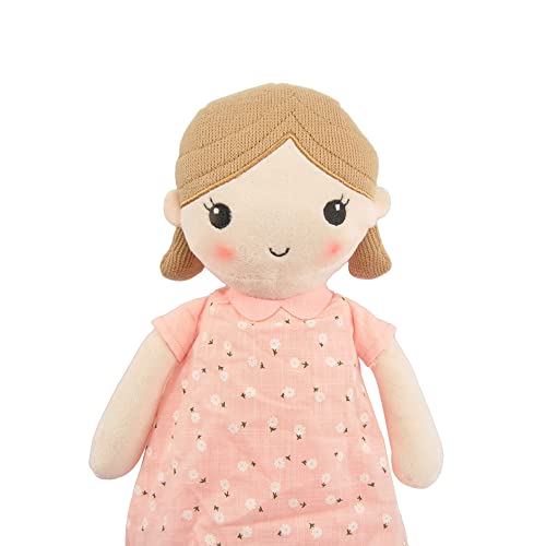 Linzy Toys, Soft Plush Light Pink Blue Emily Rag Doll for Girl, 15" My First Rag Doll, MuÃ±ecas de Trapo para NiÃ±a, , Embroidered Face, Safe for All Ages (89835) by Linzy Toys Inc
