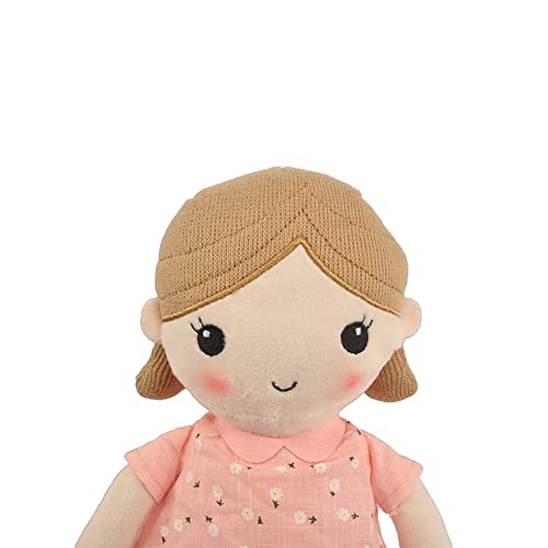 Linzy Toys, Soft Plush Light Pink Blue Emily Rag Doll for Girl, 15" My First Rag Doll, MuÃ±ecas de Trapo para NiÃ±a, , Embroidered Face, Safe for All Ages (89835) by Linzy Toys Inc