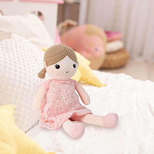 Linzy Toys, Soft Plush Light Pink Blue Emily Rag Doll for Girl, 15" My First Rag Doll, MuÃ±ecas de Trapo para NiÃ±a, , Embroidered Face, Safe for All Ages (89835) by Linzy Toys Inc