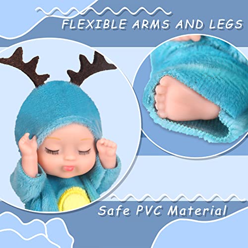 6 Pcs 4 Inch Mini Reborn Baby Dolls Lifelike Realistic Baby Doll Handmade Mini Dolls with Animal Clothes for Girls Boys Toddlers Kids Birthday Gifts by Leitee