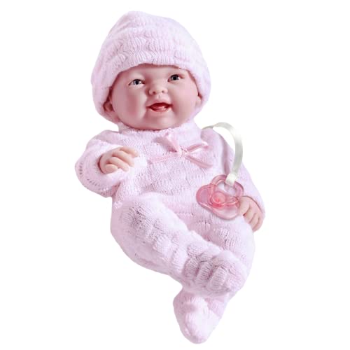 JC Toys - Mini La Newborn First Day | Anatomically Correct Real Girl Baby Doll | 9.5" All-Vinyl Baby Doll | Includes Knit Outfit, Hat and Pacifier | Designed by Berenguer | Ages 2+ , Pink by JC Toys Group, Inc.