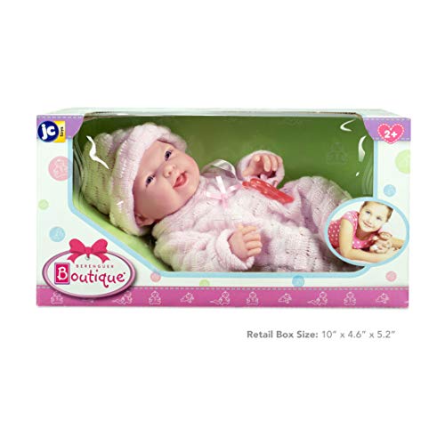 JC Toys - Mini La Newborn First Day | Anatomically Correct Real Girl Baby Doll | 9.5" All-Vinyl Baby Doll | Includes Knit Outfit, Hat and Pacifier | Designed by Berenguer | Ages 2+ , Pink by JC Toys Group, Inc.