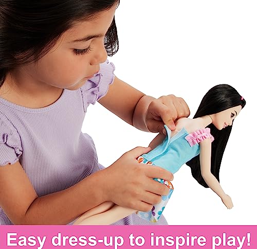 Barbie Doll for Preschoolers, Black Hair, My First Renee Doll, Kids Toys and Gifts, Plush Squirrel, Accessories, Soft Poseable Body from Mattel