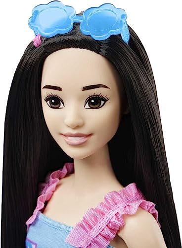 Barbie Doll for Preschoolers, Black Hair, My First Renee Doll, Kids Toys and Gifts, Plush Squirrel, Accessories, Soft Poseable Body from Mattel
