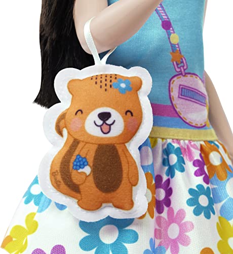 Barbie Doll for Preschoolers, Black Hair, My First Renee Doll, Kids Toys and Gifts, Plush Squirrel, Accessories, Soft Poseable Body from Mattel