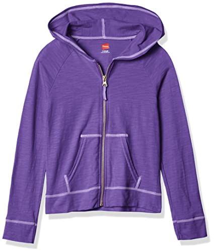 Hanes Little Girls' Slub Jersey Full Zip Jacket, Purple Crush, X-Small from Hanes Women's Activewear