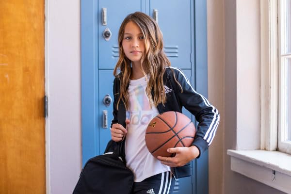 adidas Girls' Big Short Sleeve Scoop Neck Tee T-Shirt, White BOS Foil Rainbow, Medium from adidas