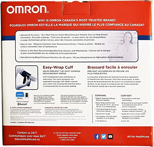 Omron 7 Series Wireless Upper Arm Blood Pressure Monitor; 2-User, 120-Reading Memory, BP Indicator LEDs, Bluetooth Works with Amazon Alexa byÂ Omron from Omron
