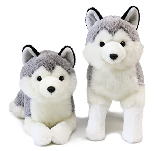 ICE KING BEAR 2 Pcs Siberian Huskies Stuffed Animals Standing and Lying Plush Toy by ICE KING BEAR