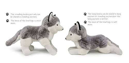 ICE KING BEAR 2 Pcs Siberian Huskies Stuffed Animals Standing and Lying Plush Toy by ICE KING BEAR