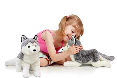 ICE KING BEAR 2 Pcs Siberian Huskies Stuffed Animals Standing and Lying Plush Toy by ICE KING BEAR