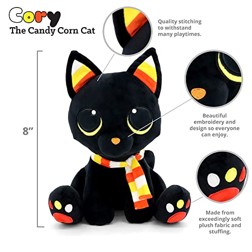 Plushible Halloween Plush - Cat Stuffed Animals - Cute Halloween Decor - Black Cats Plushie Toys - Animal Plushies Toy and Fall Decorations - Small 8 Inch - Candy Corn Cory from Plushible