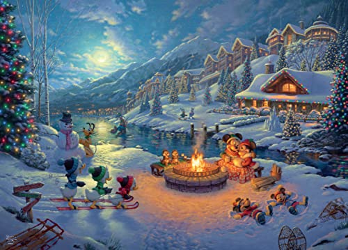 Ceaco - Thomas Kinkade - Disney Dreams Collection - Holiday - Mickey and Minnie Christmas Lodge - 1000 Piece Jigsaw Puzzle from Ceaco