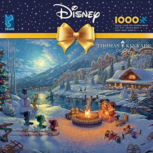 Ceaco - Thomas Kinkade - Disney Dreams Collection - Holiday - Mickey and Minnie Christmas Lodge - 1000 Piece Jigsaw Puzzle from Ceaco