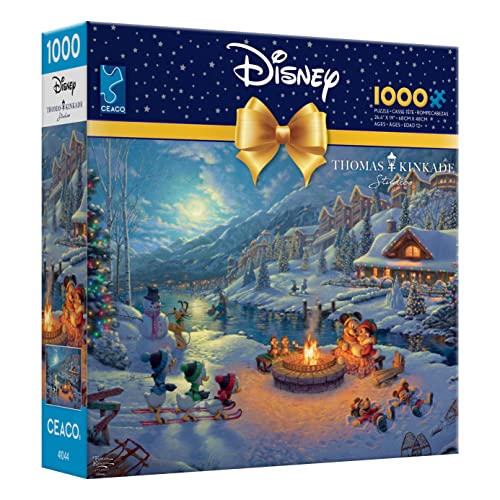 Ceaco - Thomas Kinkade - Disney Dreams Collection - Holiday - Mickey and Minnie Christmas Lodge - 1000 Piece Jigsaw Puzzle from Ceaco