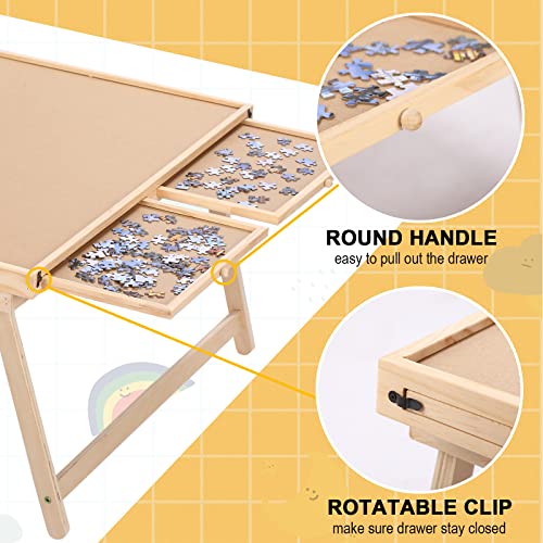 Puzzle Board, Jigsaw Puzzle Table with 4 Drawers and Cover, 34âx 26â Portable Puzzle Table with Folding Legs for Adults and Teens (1500 Pieces) by RAGOZONERY