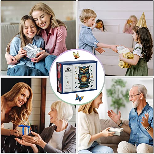 Oxcauix Unique Wooden Puzzles for Adults and Kids,Wood Cut Animal Shaped Jigsaw Puzzle,200 Pieces 12.9 x 7.9 inches by oxcauix