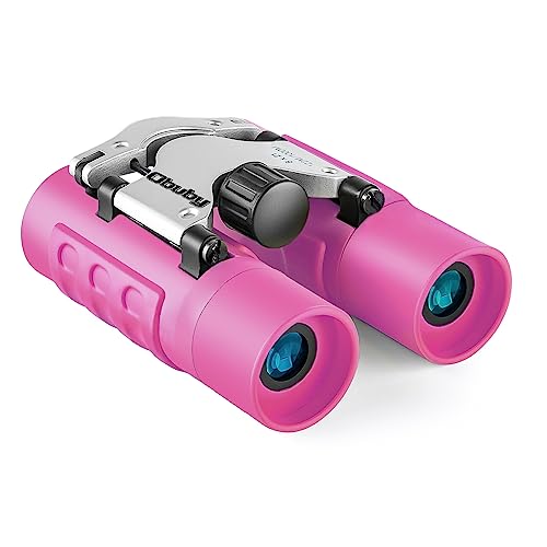 Obuby Real Binoculars for Kids Gifts for 3-12 Years Boys Girls 8x21 High-Resolution Optics Mini Compact Binocular Toys Shockproof Folding Small Telescope for Bird Watching,Travel, Camping, Rose Red from Obuby
