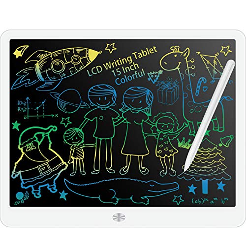 FVEREY LCD Writing Tablet, 15 Inch Colorful Doodle Board,Drawing Tablet Educational Toys for Boys and Girls,Electronic Drawing Pad Gift for Kids and Adults White from FVEREY